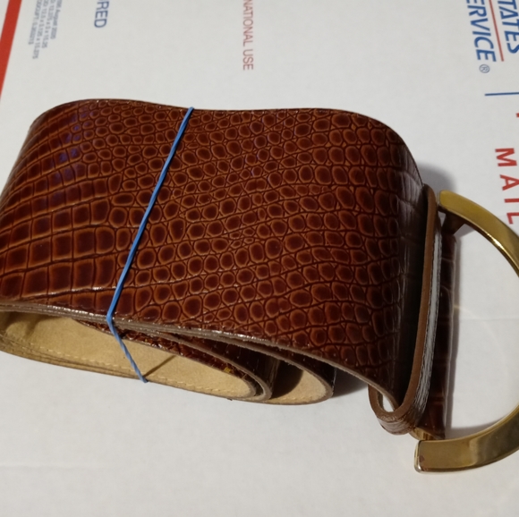 🇺🇸📿EXPRESS CROC STYLE LEATHER 🏩🎊 BELT MADE IN THE U.S.A. 3" WIDE. - Picture 11 of 14